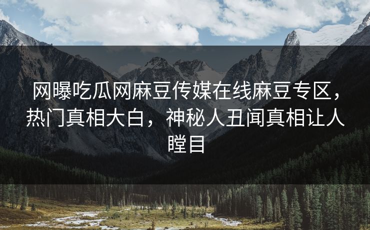网曝吃瓜网麻豆传媒在线麻豆专区，热门真相大白，神秘人丑闻真相让人瞠目