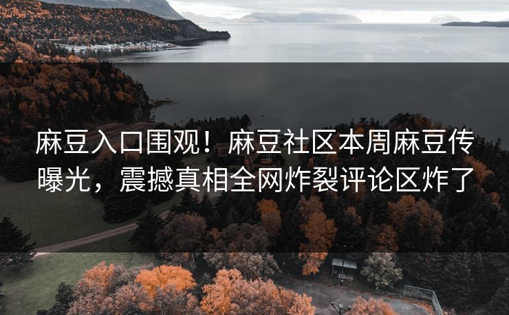 麻豆入口围观！麻豆社区本周麻豆传曝光，震撼真相全网炸裂评论区炸了